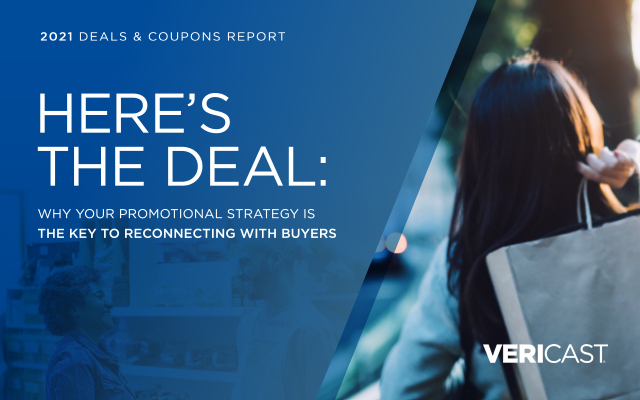 Here's the deal - Deals and Coupons report cover page with lady carrying a shopping bag behind her back