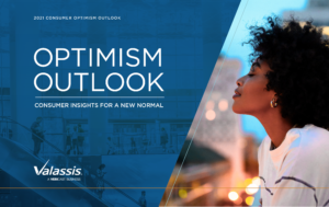 Optimism Outlook headline with profile of a woman closed eyes and smiling