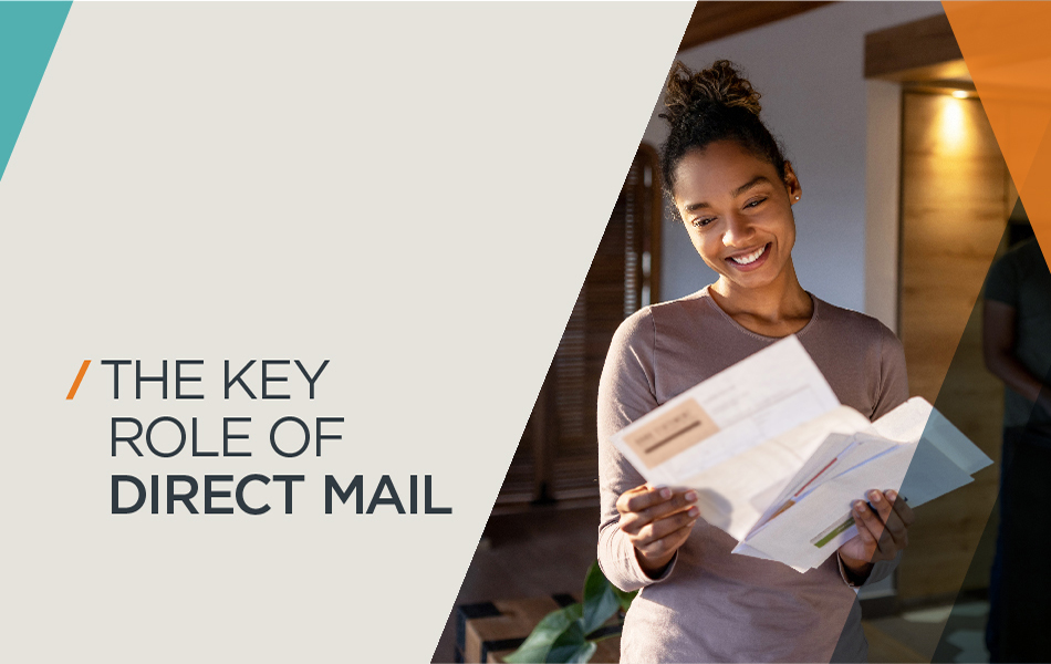 Woman at home reading direct mail